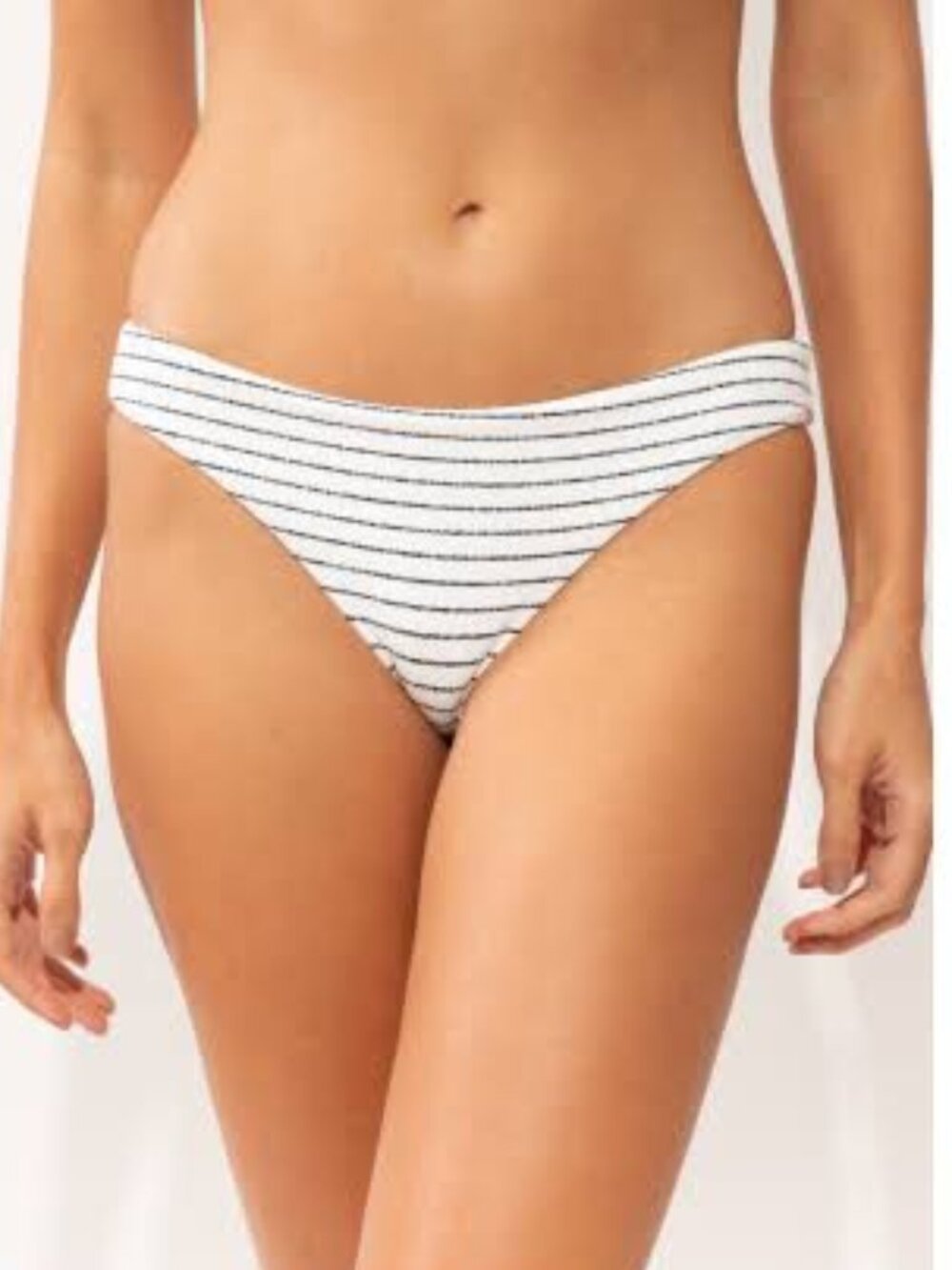 White and Black Striped Bikini Bottom
